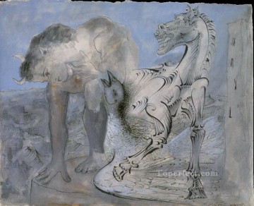 Faune cheval et oiseau 1936 Cubism Oil Paintings